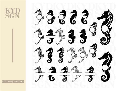 Download Free Seahorse SVG Files - Nautical Sea Horse Monogram Printable